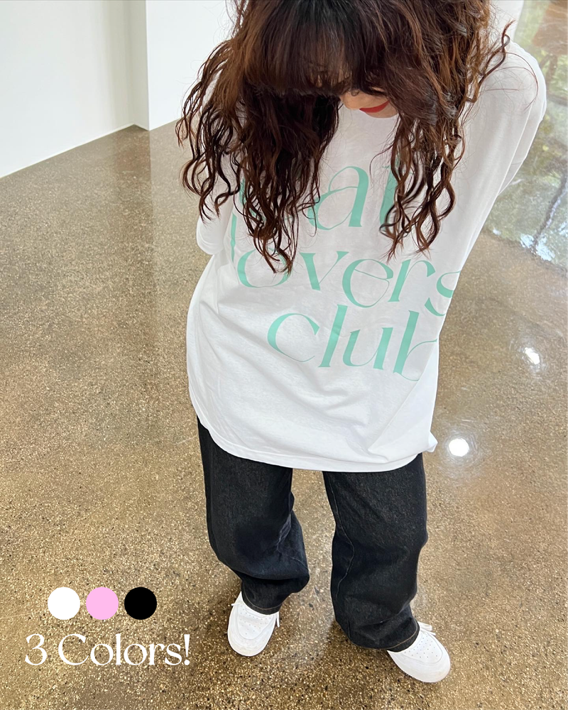 CAT LOVERS CLUB MINT LETTERING T-SHIRTS(3 COLORS)