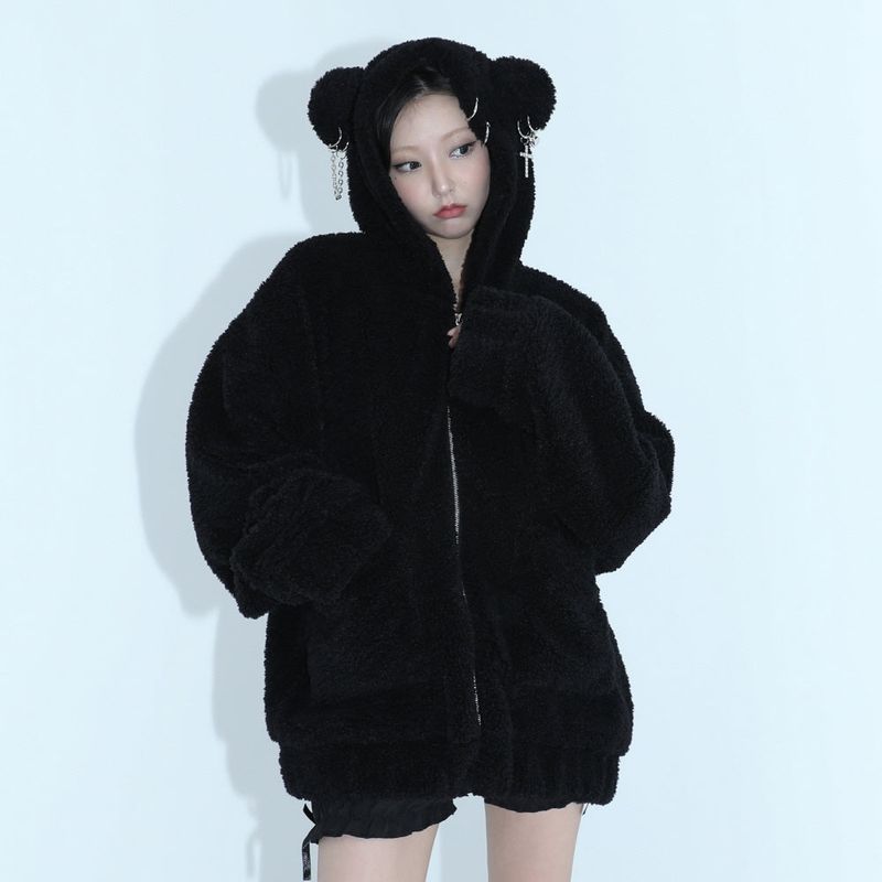 CLUT STUDIO（クラットスタジオ）の「0 2 punk bear fleece jacket - BLACK（Jackets/Outerwear）」