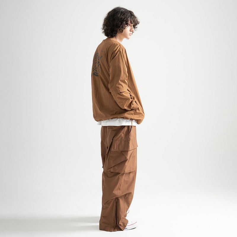 Nylon Zip Pocket Round Shirt - CAMEL