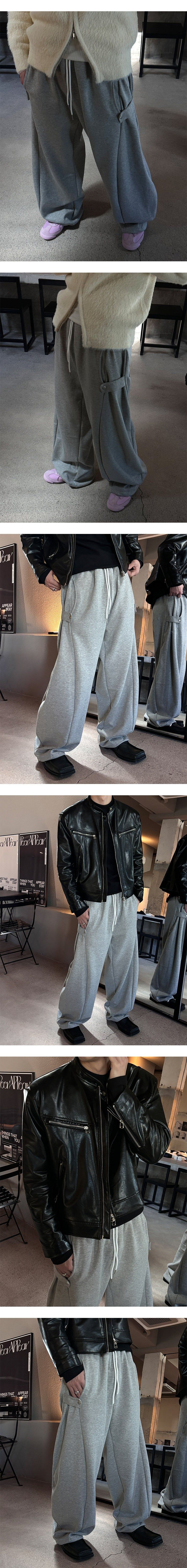 [Unisex] Side strap wide sweat pants(4color)