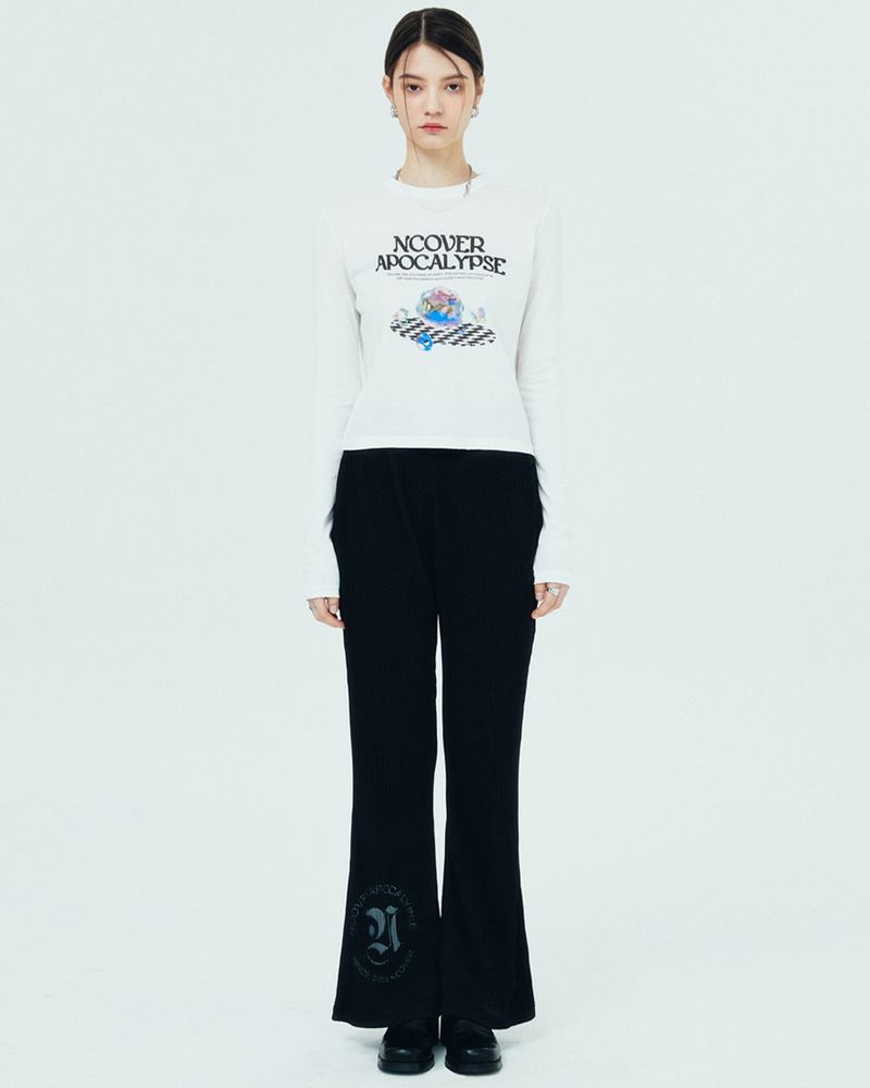 ROMAN TYPO PLEATS PANTS-BLACK