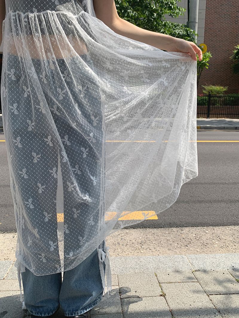 LACE SEE-THROUGH LAYERED DRESS