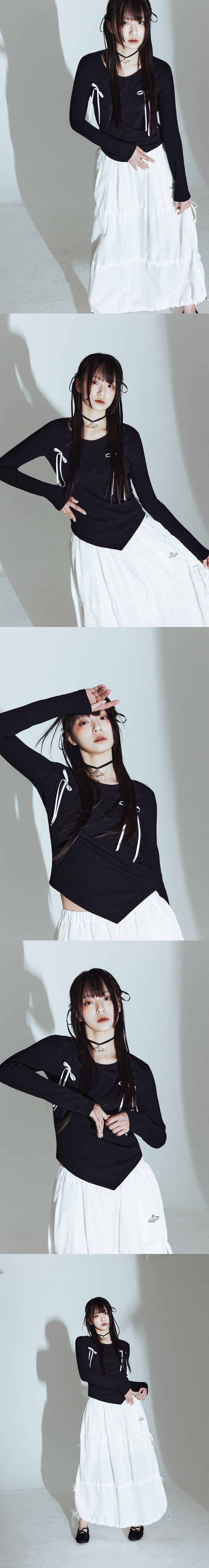 RIBBON T-SHIRT IN BLACK