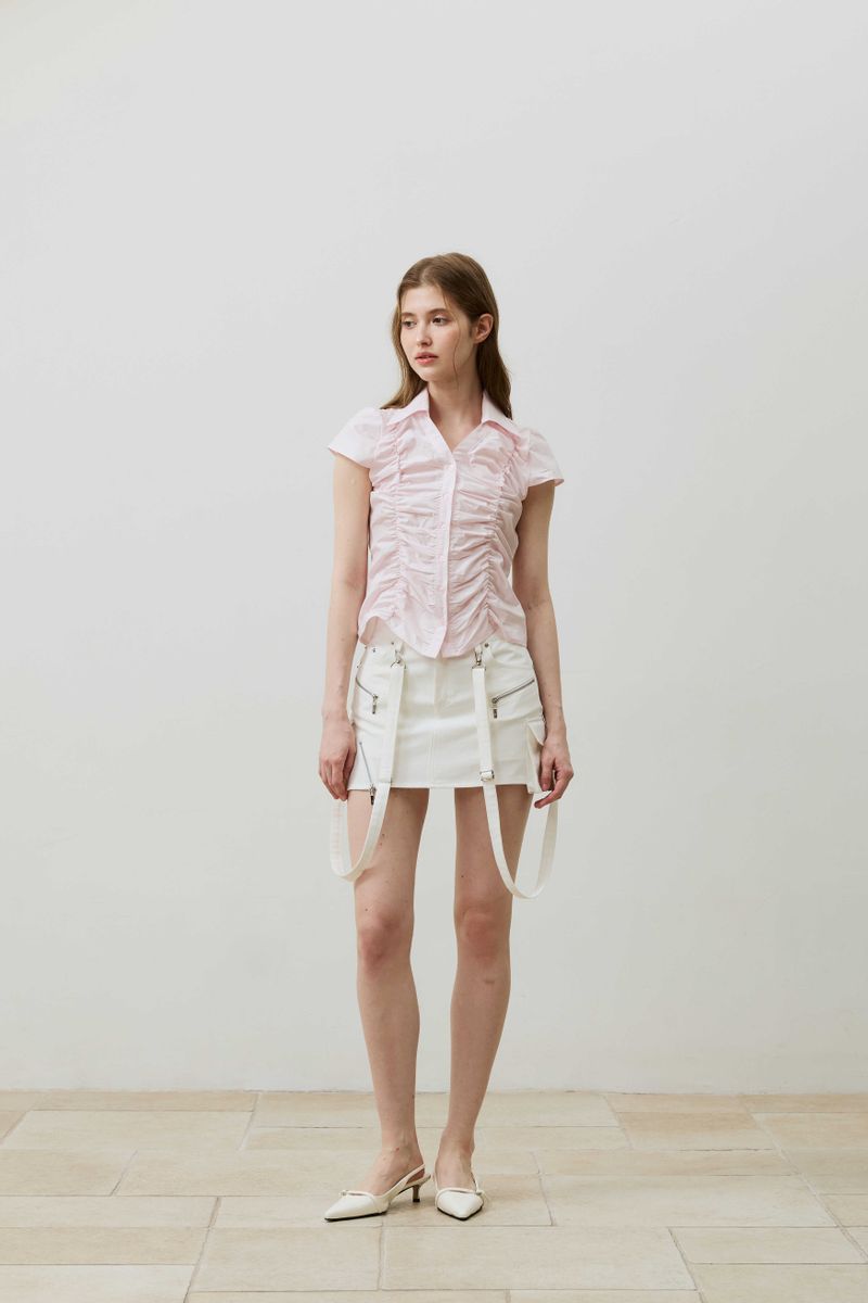 SYLPH SHIRRING SHIRT / PINK