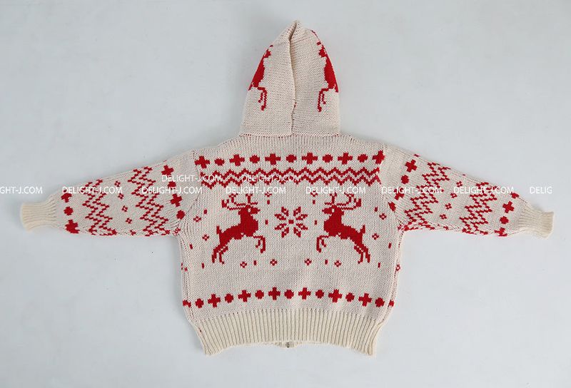 Rudolph nose-drawn snowflake knit zip-up jacket