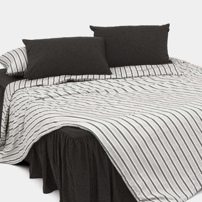 Dust-Free Classic Stripe - Black Duvet Cover - Q size
