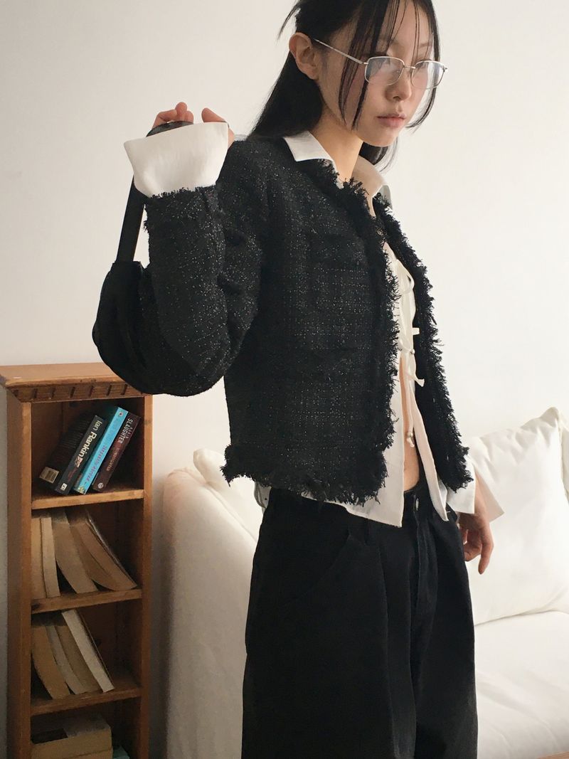 WONDER WONDER（ワンダーワンダー）の「[MADE] Shado Fringe Hook Tweed Jacket（Jackets/Outerwear）」