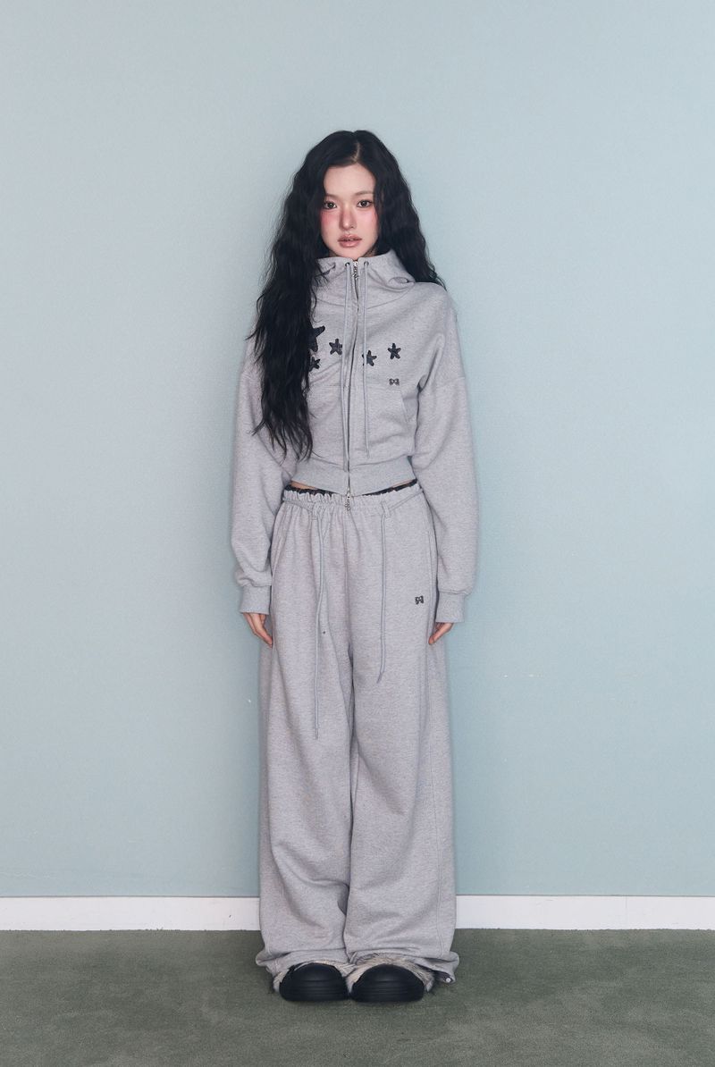 CHECK CONTRAST SWEAT PT GREY