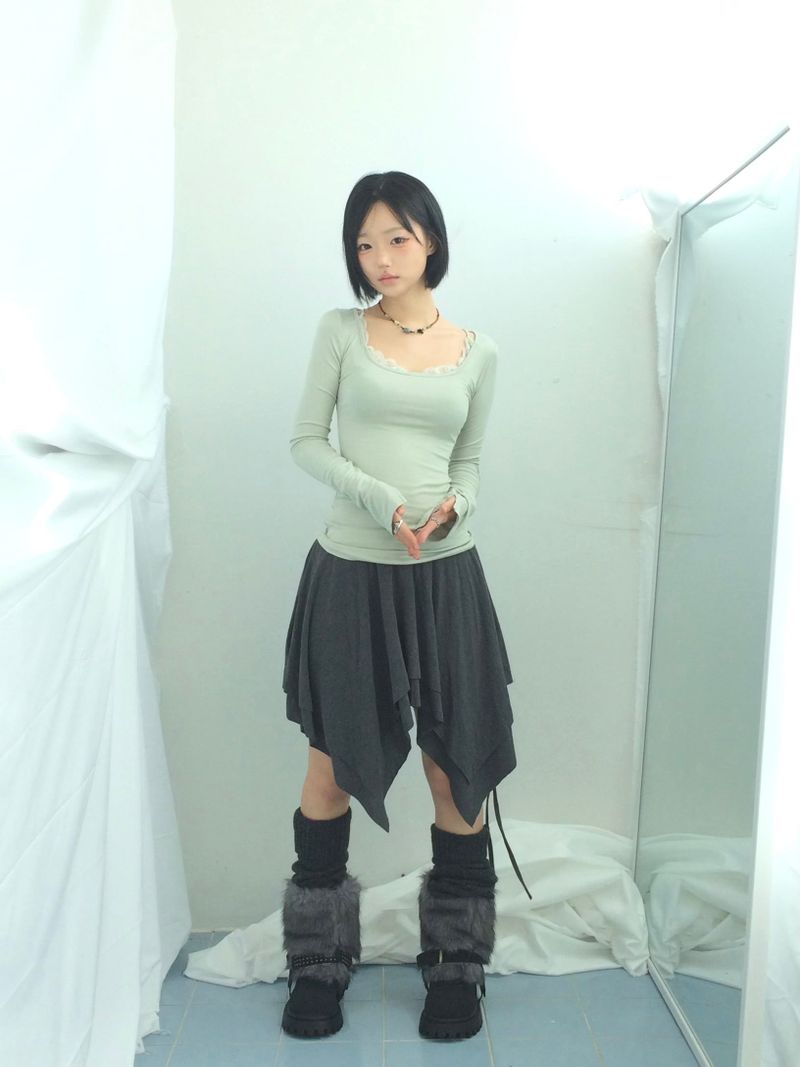 ribbonline wave skirt