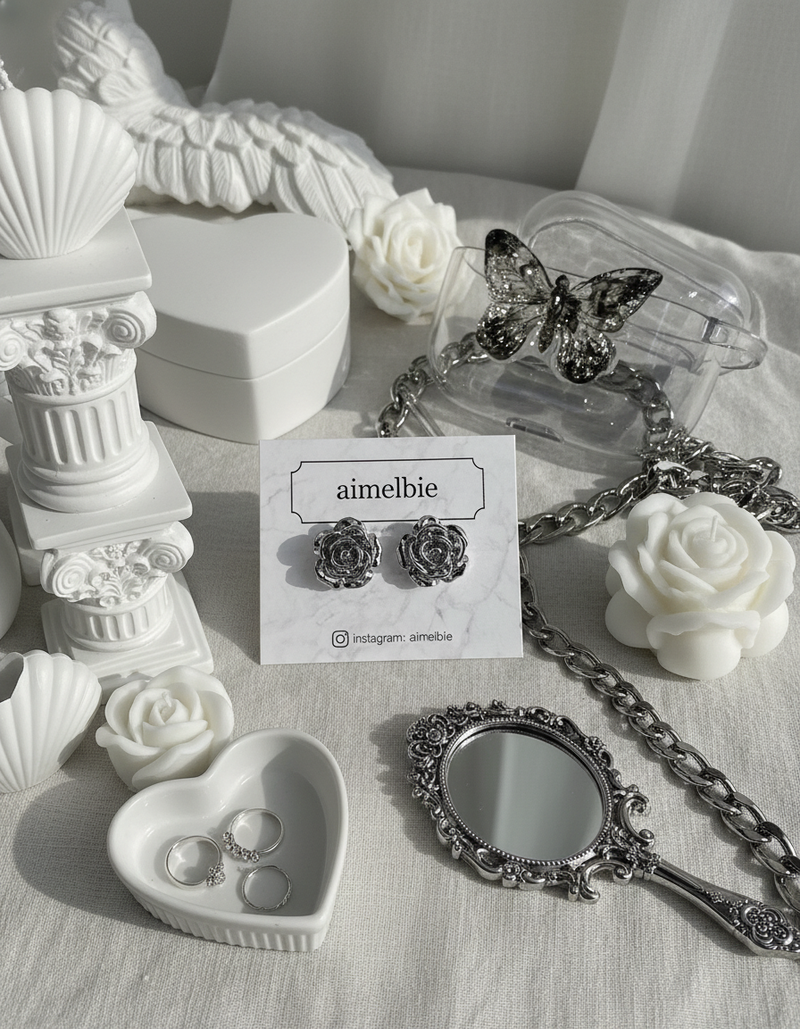 [IVE Yujin Piercing] Metal Rose Piercing - Silver Color