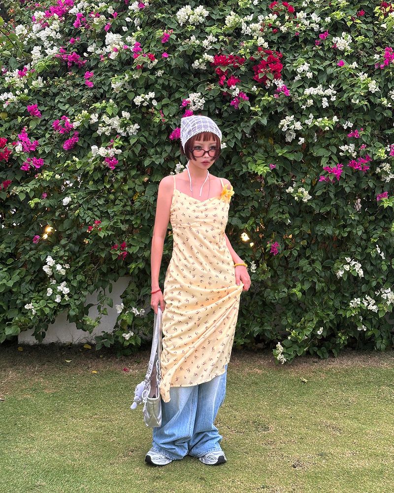 Lemon Flower Maxi Bustier Long Dress