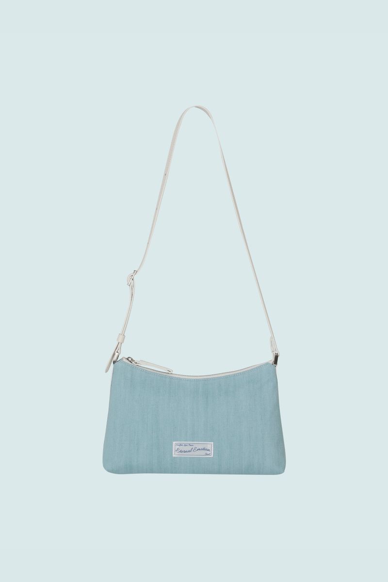 SIGNATURE LABEL DENIM HOBO BAG (MINT)