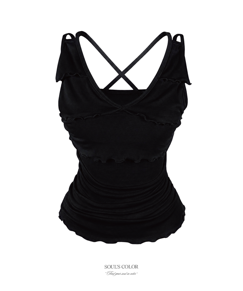 Ballet frill strap top (4color)
