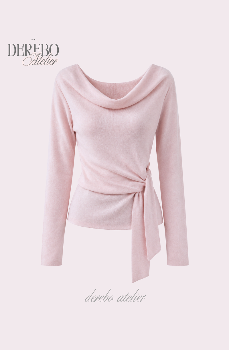 Flow Pink Shirring Wrap Knit Top