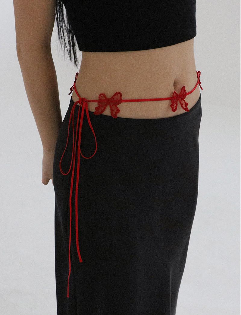 [MADE] Capsule02 Needle Work Ribbon Belt Strap _ Red