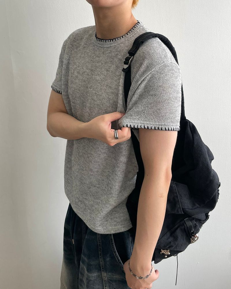 Stitch Crop short Sleeve Knit