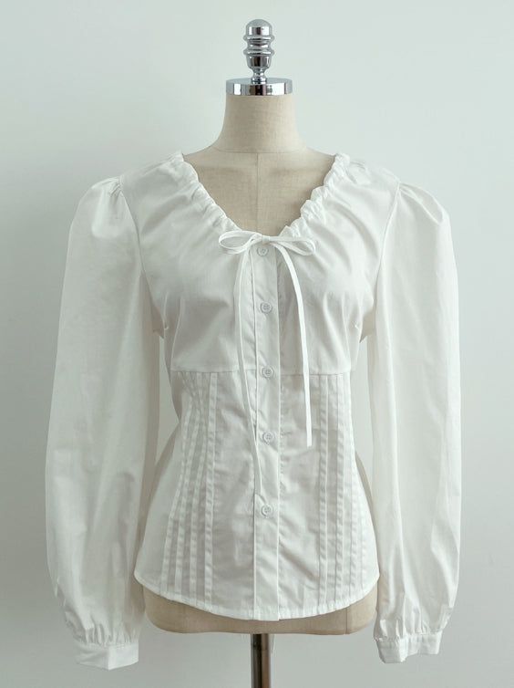 Metune Shirring Strap Puff Blouse