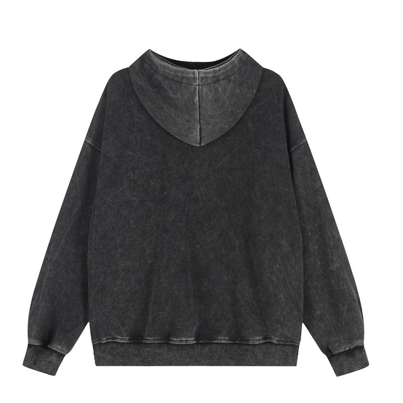 Text Patch Oversized Hoodie Zip-Up