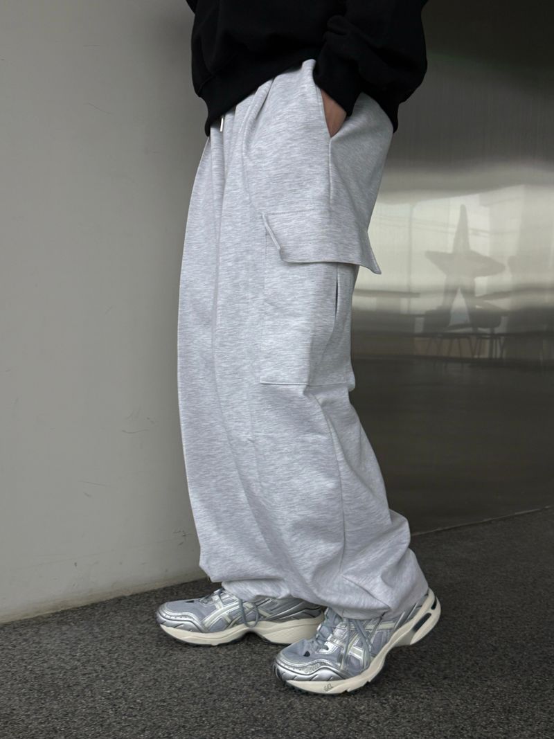 Snap cargo wide sweatpants