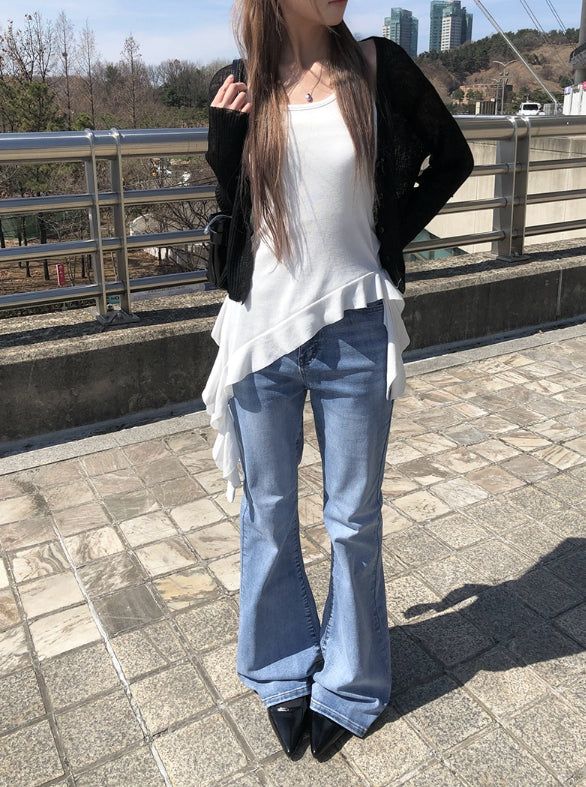 Myou V-neck See-through Button Cardigan
