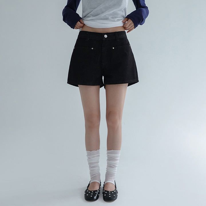 [Nevind] Rivet Raw Denim Short Pants - 2 Colors