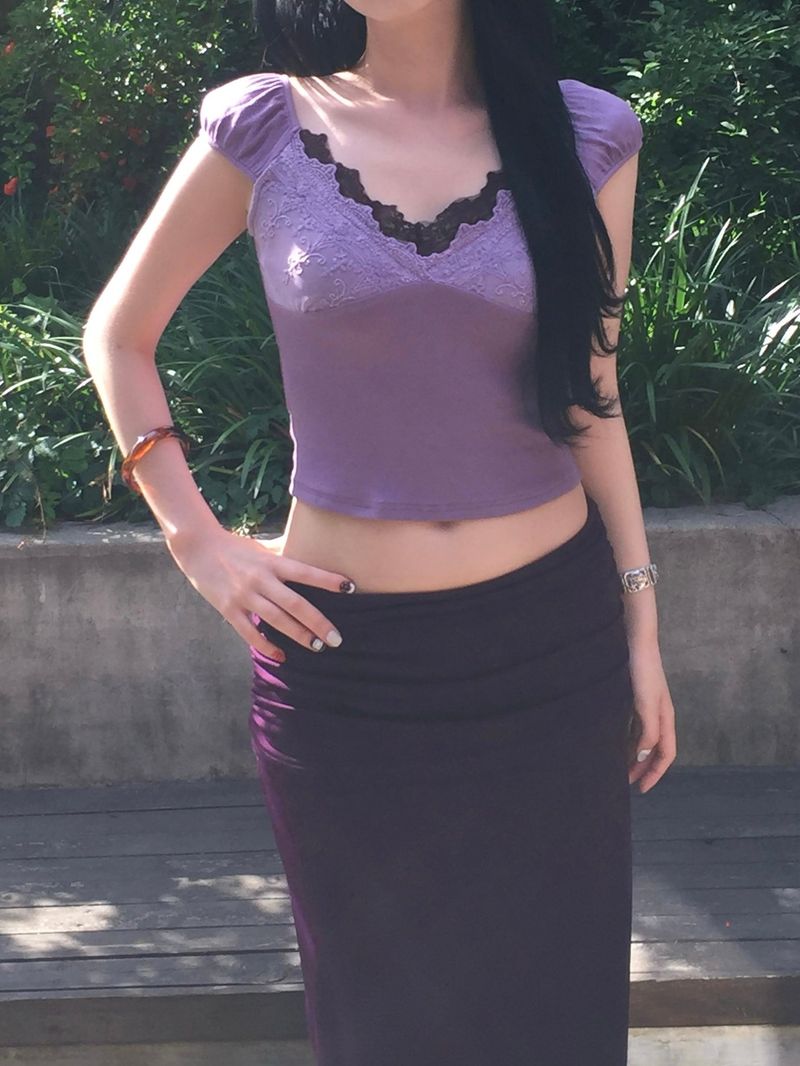 Burgundy Lace Layered T