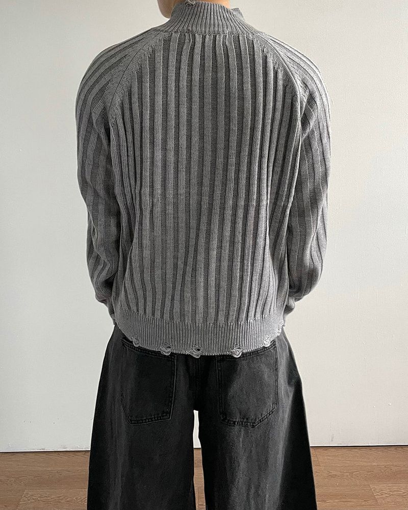 Frame Damage Knit Zip-up