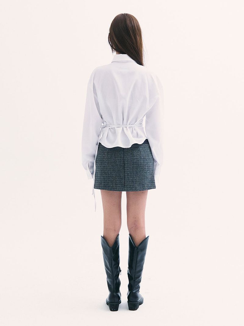 Leona shirring shirts WHITE