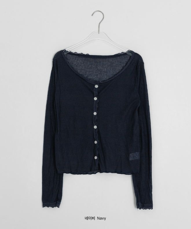 Barimi Lace Ribbed U-Neck Summer Cardigan