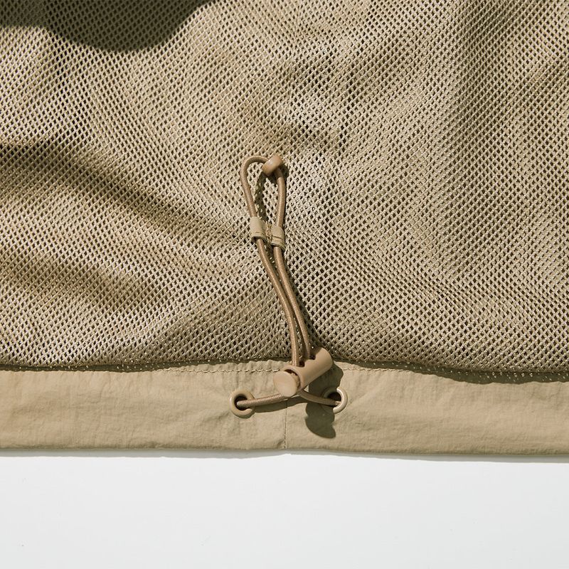 Nylon Seam Line Round Shirt - BEIGE