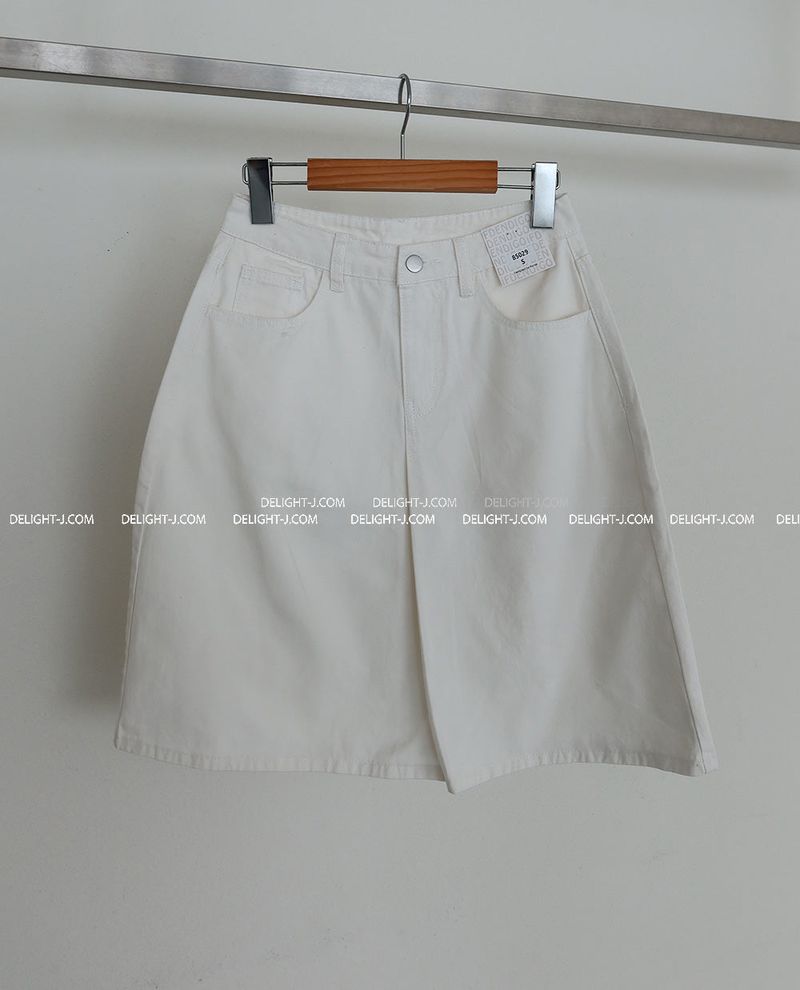 Basic pintuck cotton midi skirt