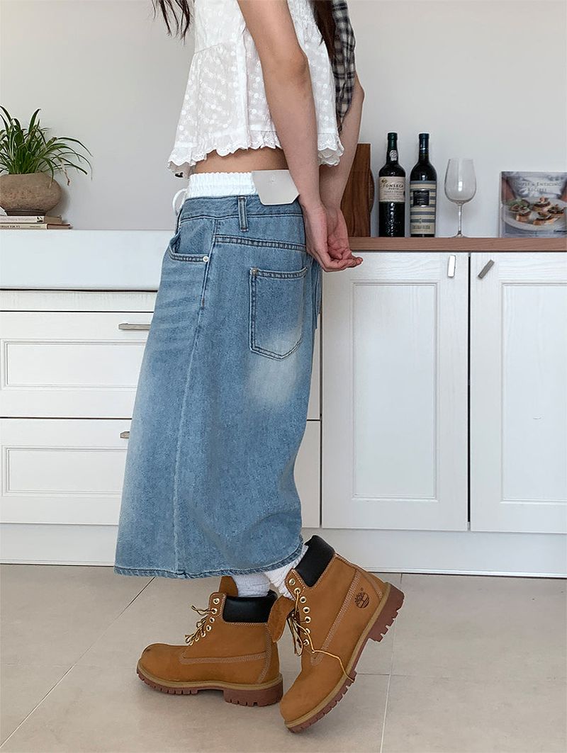 LAYERED BAND BERMUDA JEANS