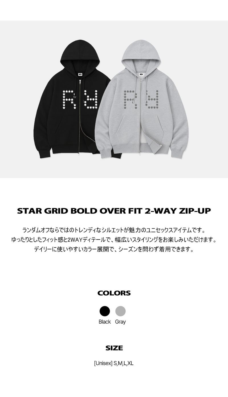 STAR GRID BOLD OVER FIT 2-WAY ZIP-UP (2color)