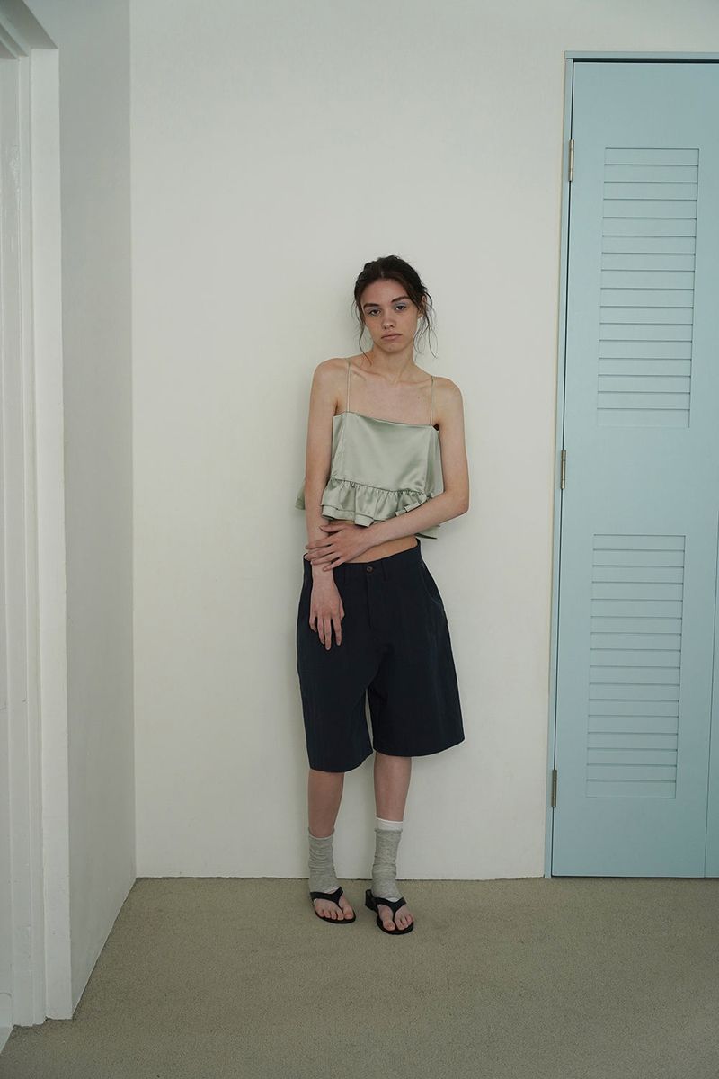 Bow bermuda pants_navy