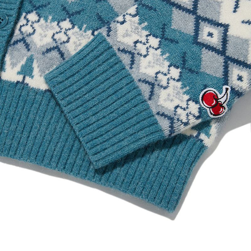 FAIR ISLE KNIT CARDIGAN [BLUE]