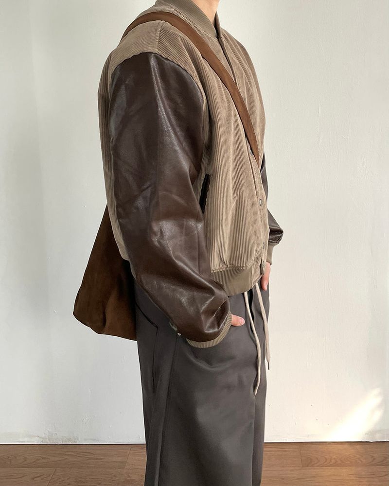 Baseball Corduroy Leather Jacket