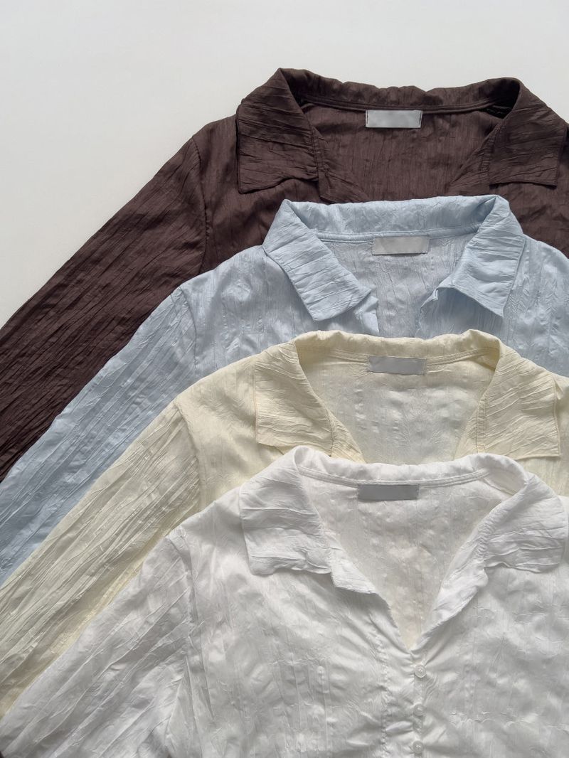 Shining Wrinkle Collar Blouse