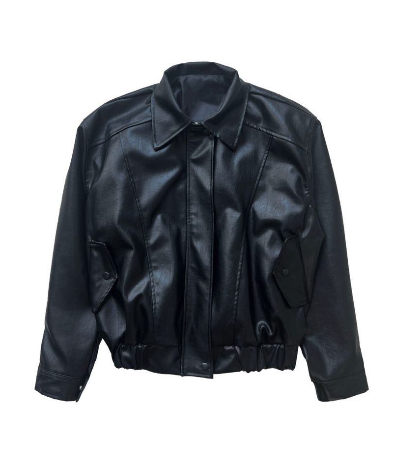 Old box leather bike overfit leather jacket (2 colors)
