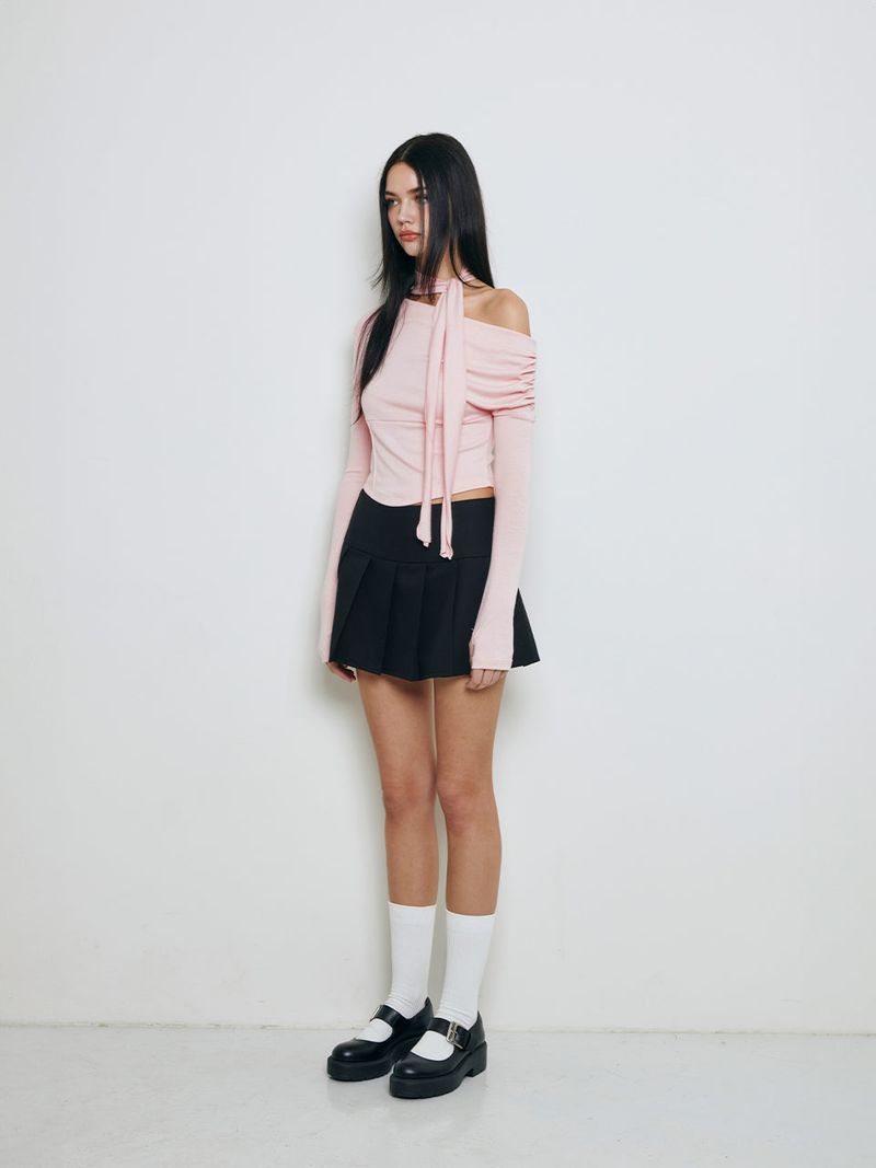 Shirring scarf tshirt (Pink)