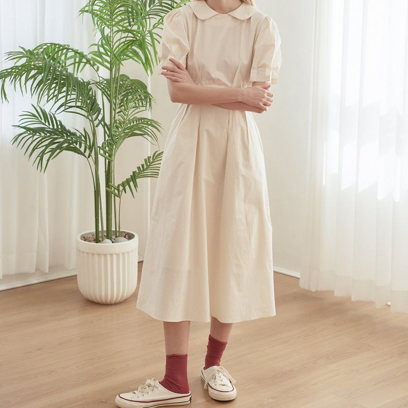 [LINE] Puff Dart Collar Dress