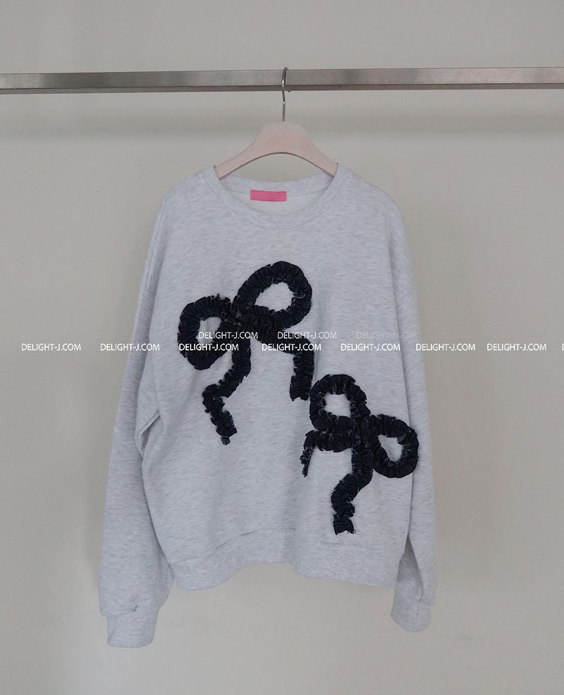 denim ribbon oversized fit sweatshirt