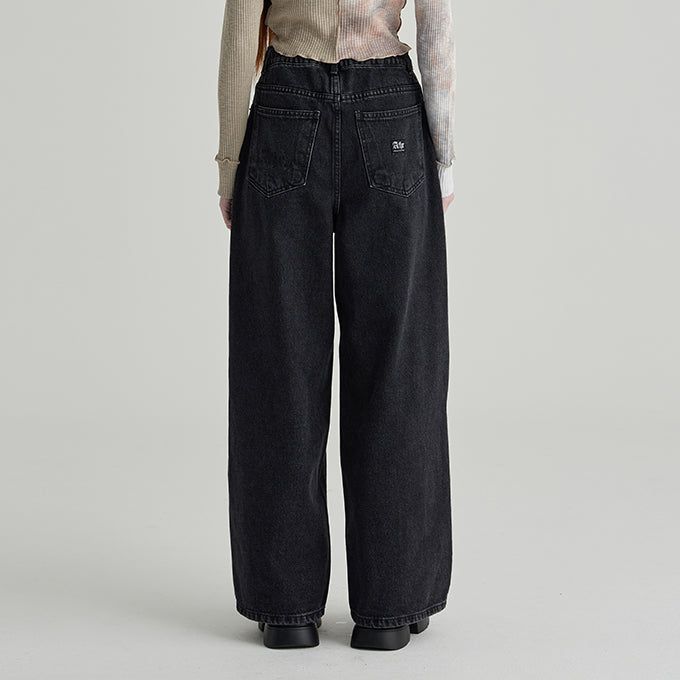 BLACK OVERSIZE ATHR POINT DENIM PANTS