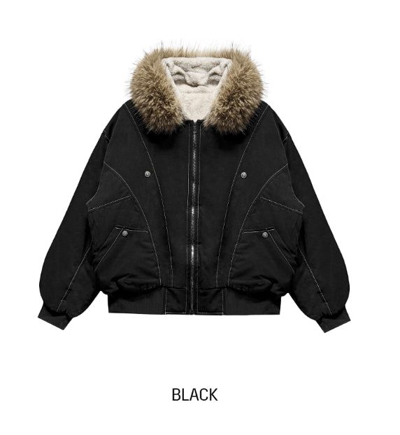 Trisher Raccoon Fur Cut-Out Padded Jumper