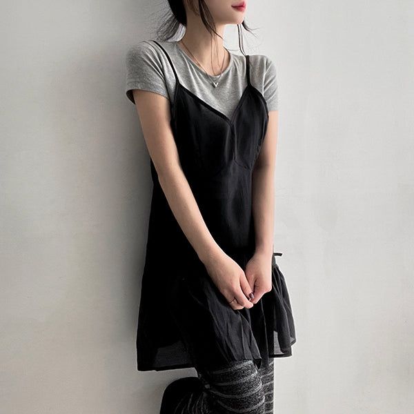 hijjoo（ハイチュー）の「TEN-IT Sleeveless String Layered Dress（Dresses）」