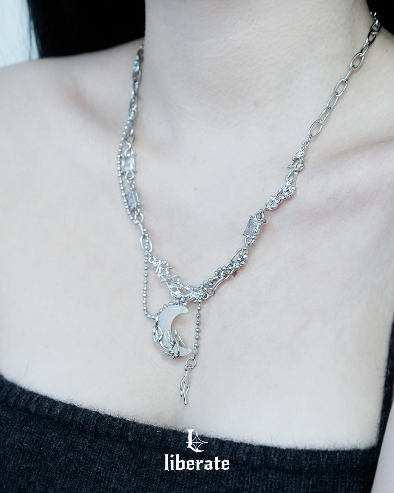 Clear Moon Drop Necklace