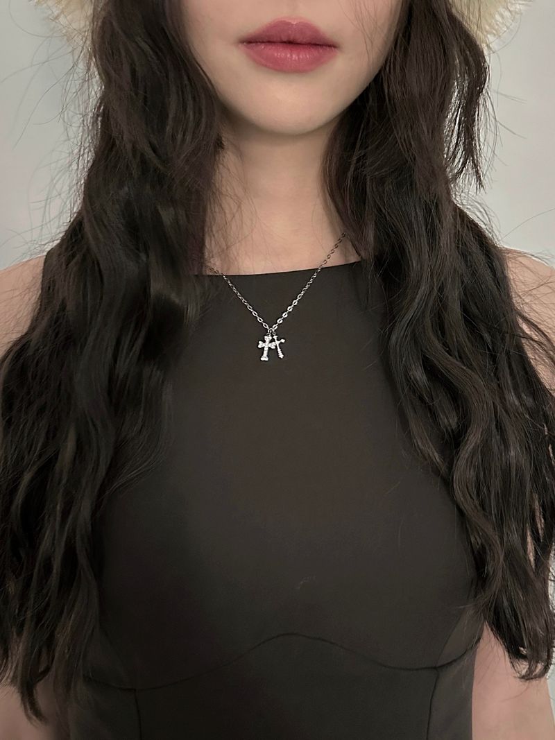 24 winter - cubic cross necklace