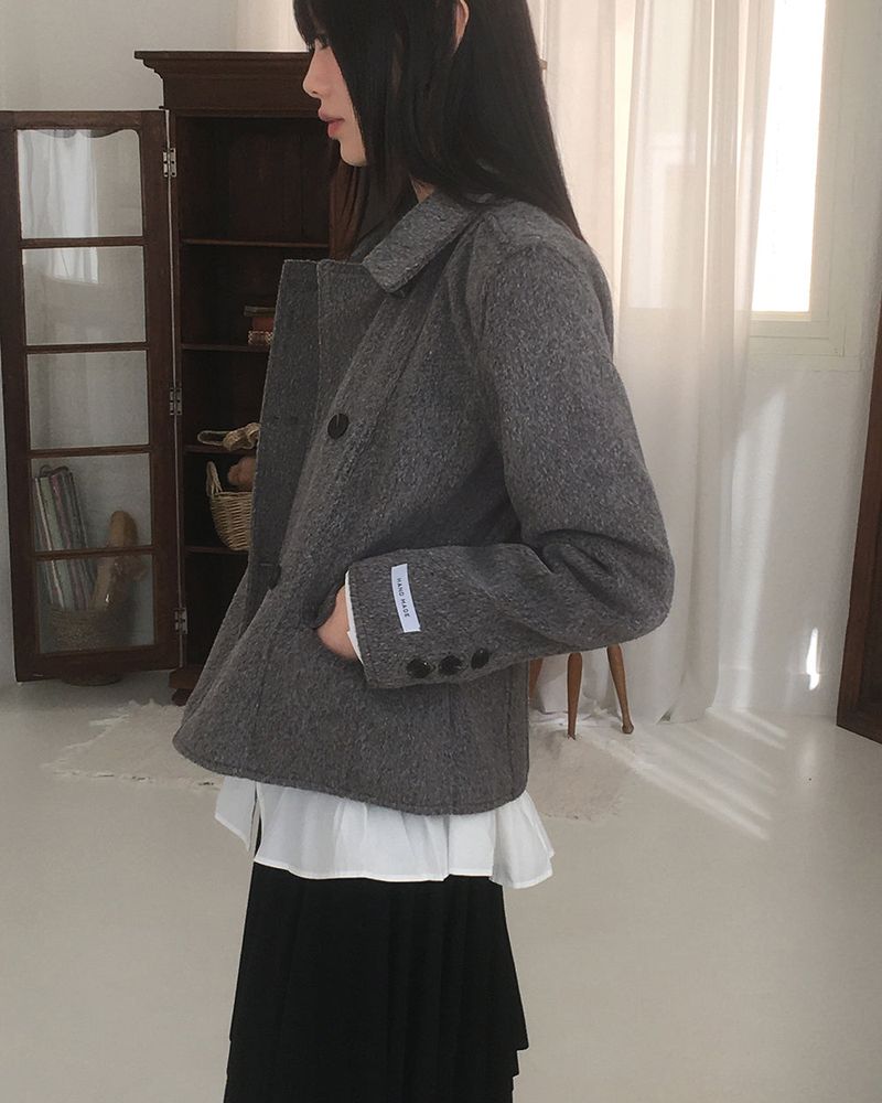 Romkin incision collar short jacket coat