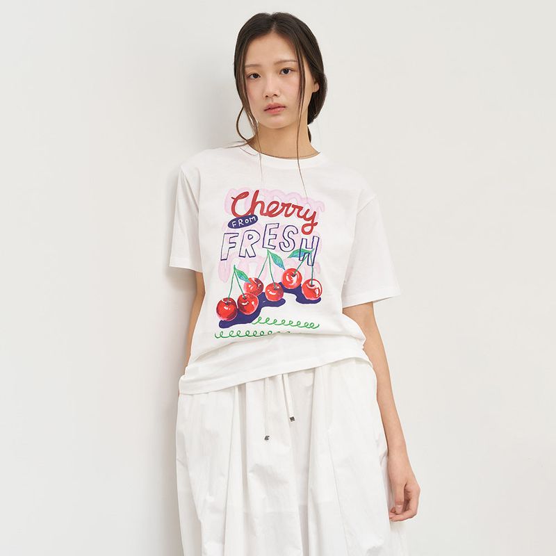 GENERAL IDEA（ジェネラルアイディア）の「 WOMAN フルーツオーバーサイズTシャツ [WHITE CHERRY]（Tops）」