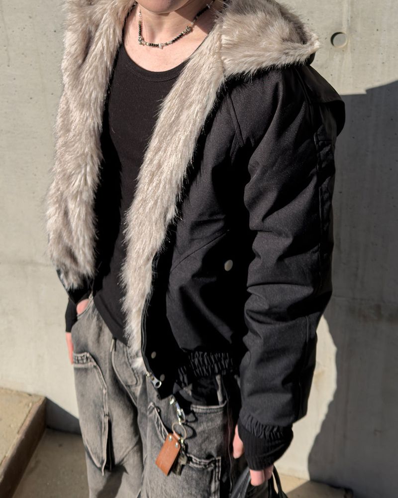 Helen Cropped Fur Hooded Jumper