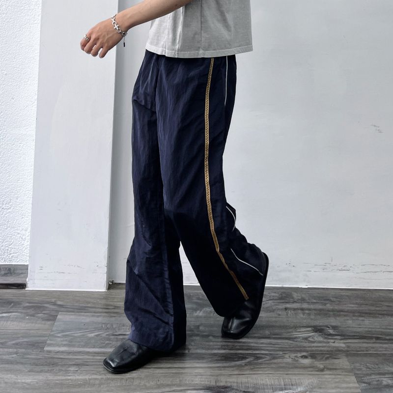 ネイビー サイドライン ドレープド パンツ